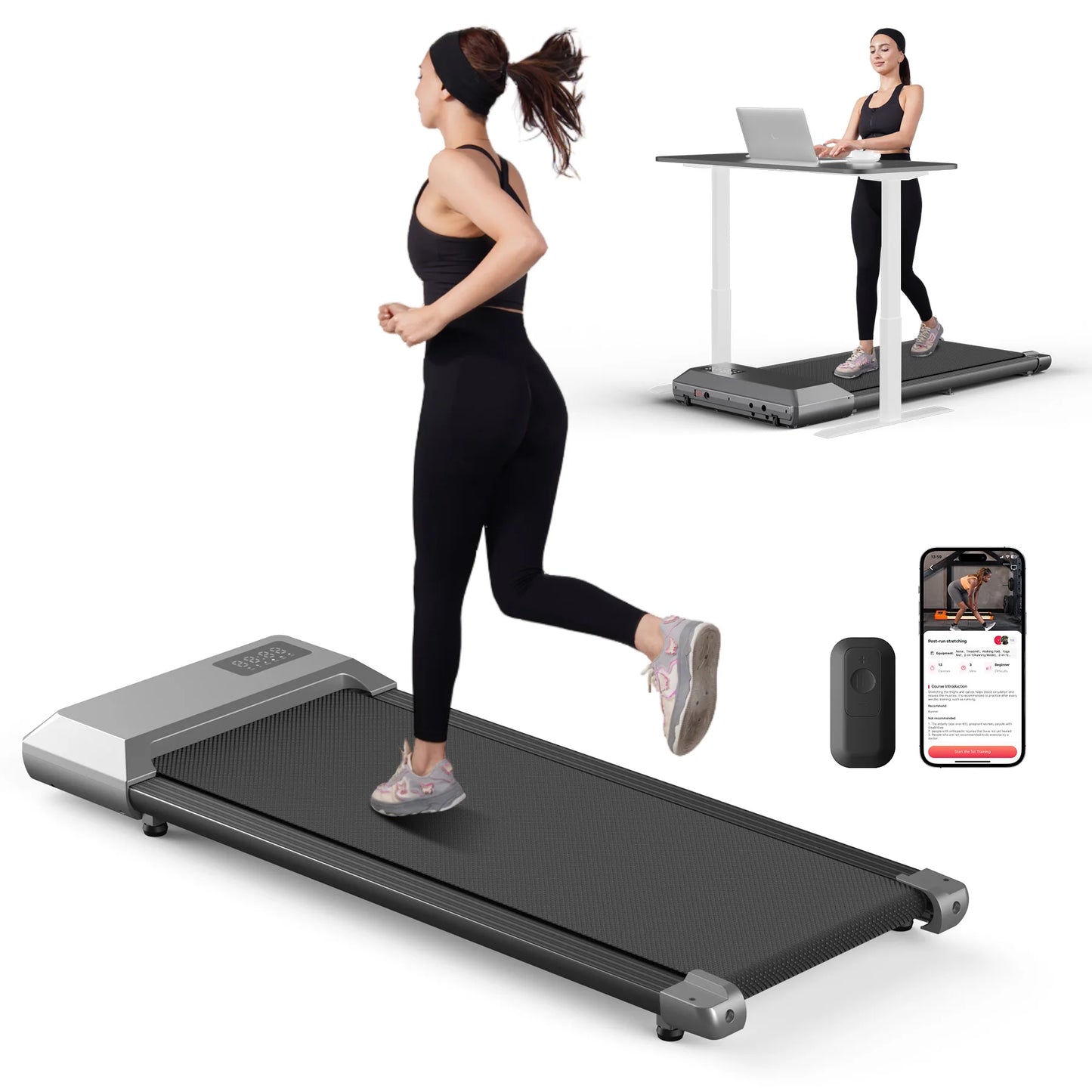 Superun 2.5HP Home Treadmill 300lb Capacity LCD Data Display Walking Running