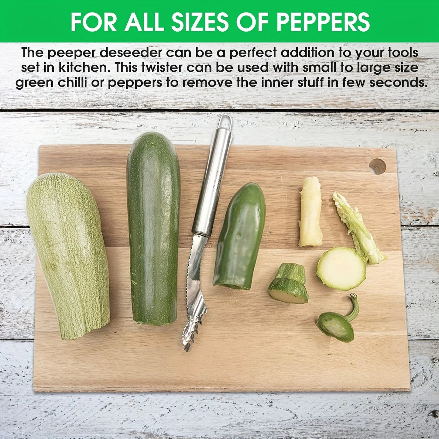 Easy Pepper Seed Remover Tool Stainless Steel Upgraded Toothed Design Multi-functional Chili De-seeder Kitchen Gadget Prep