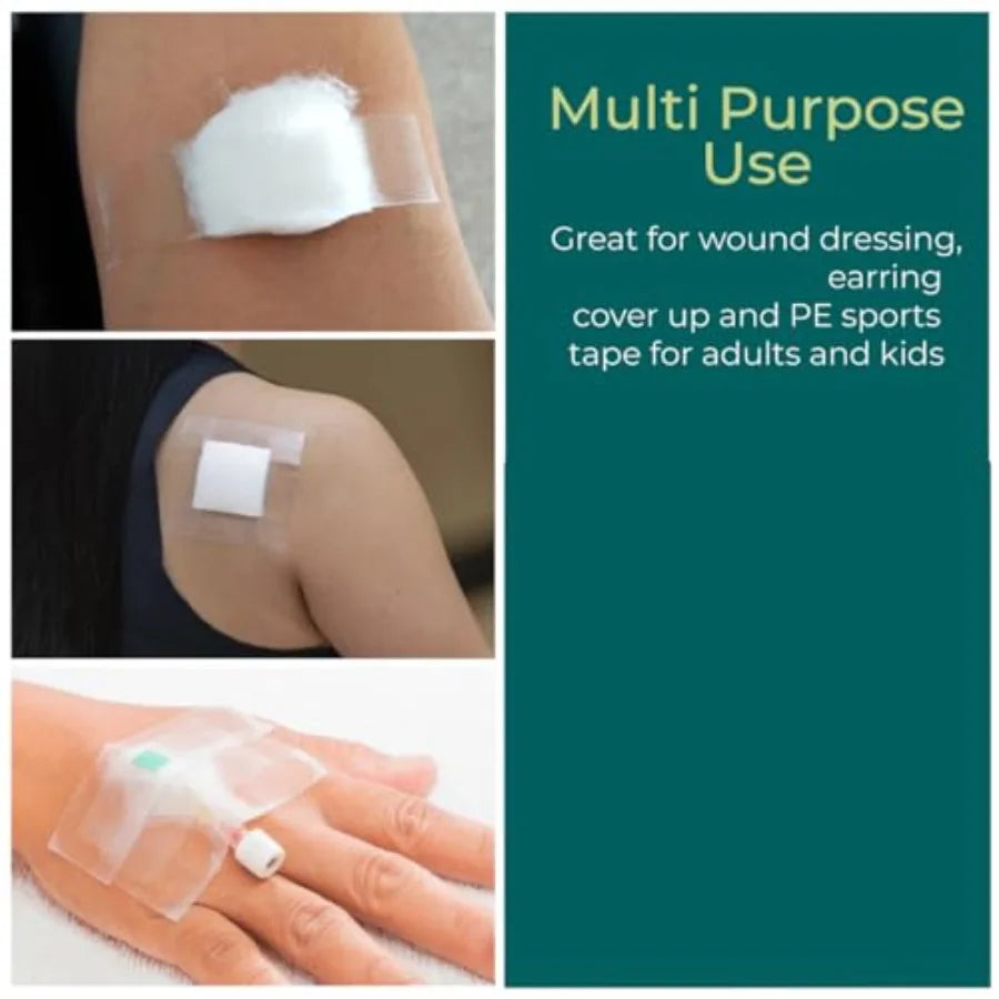 Clear Waterproof Medical Tape Set With 4 Rolls Gauze Pads