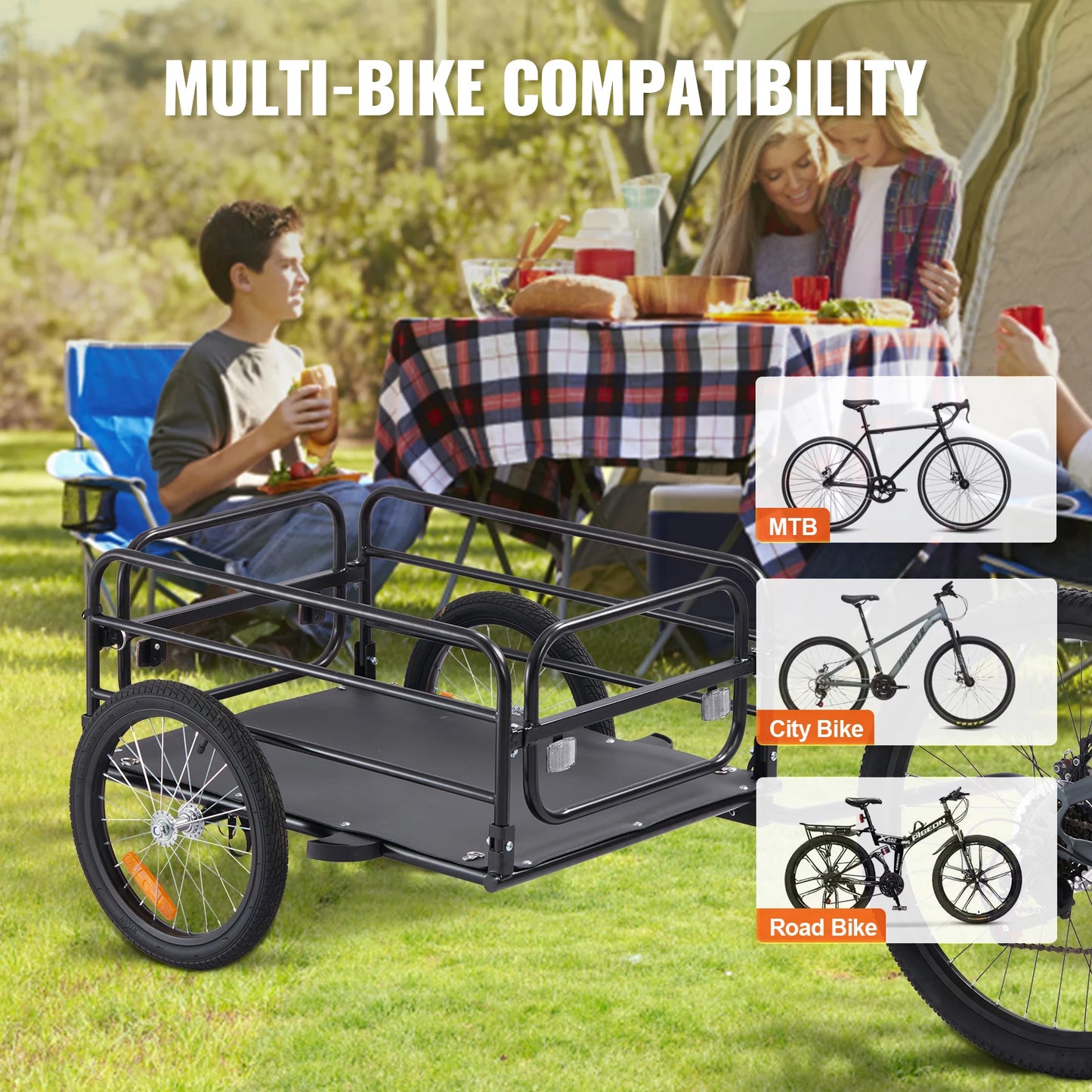 SucceBuy Foldable Bike Cargo Trailer 160 Lb Capacity