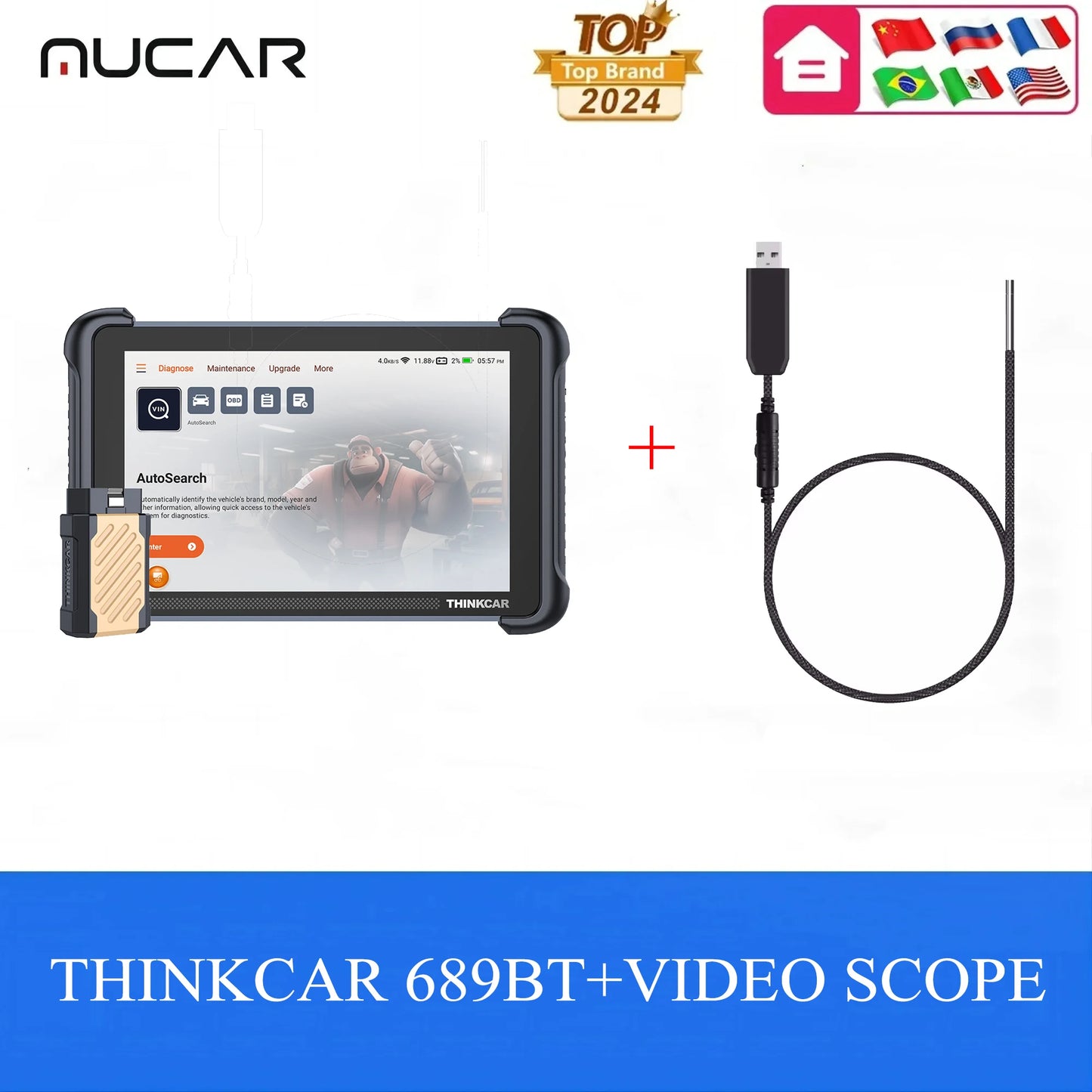 MUCAR OBD2 Diagnostic Tool 689BT CAN FD DOIP All Systems Scanner