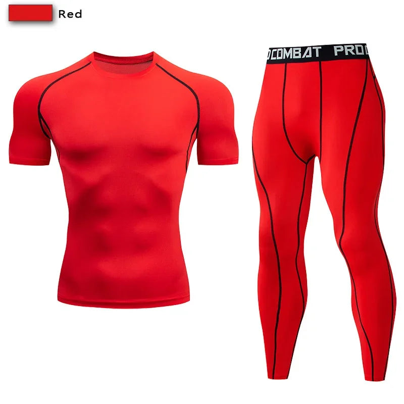 2pc Men Compression Sportswear Set for Training and Fitness