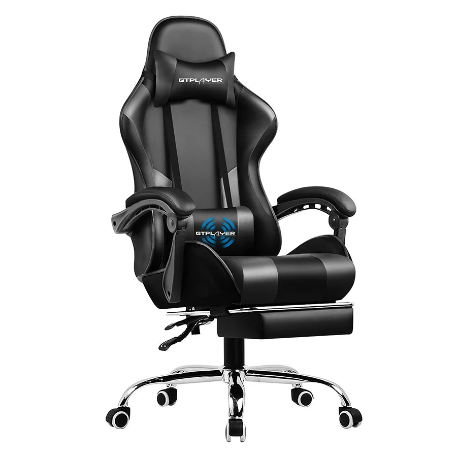GTPLAYER Gaming Chair With Footrest Lumbar Support Adjustable Height