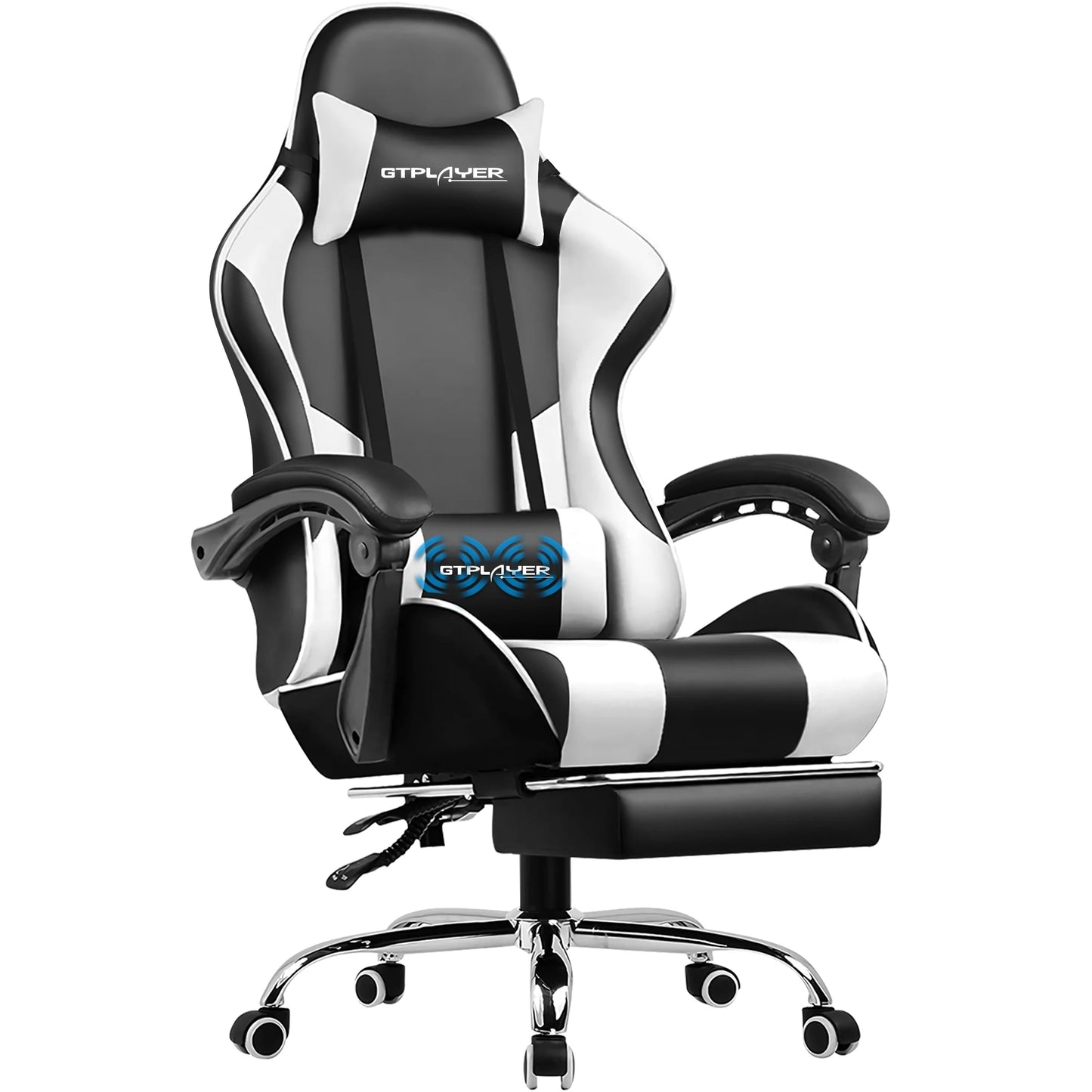 GTPLAYER Gaming Chair With Footrest Lumbar Support Adjustable Height