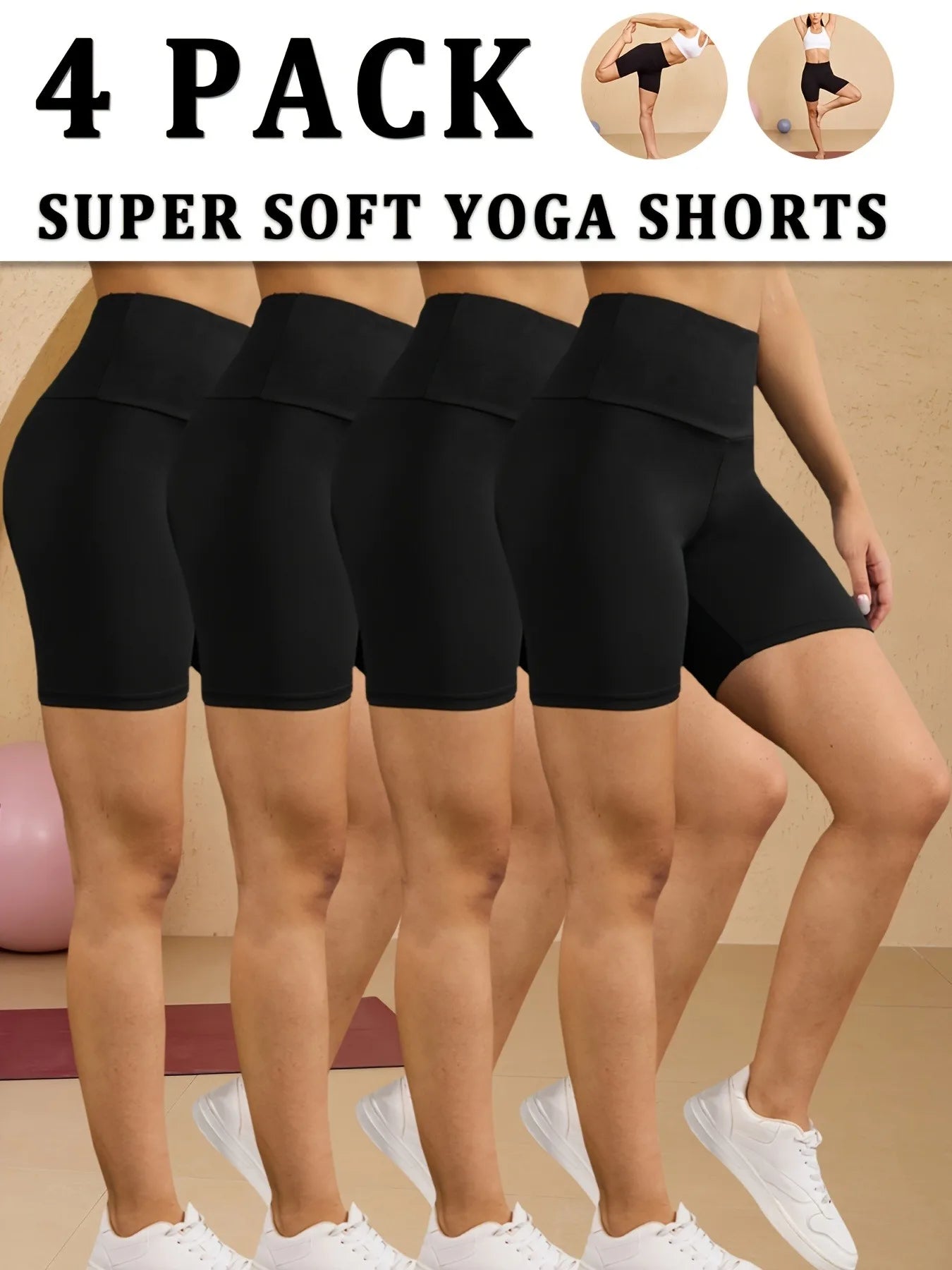 Womens High-Waisted Yoga Shorts Nylon Elastane Breathable Slim Fit