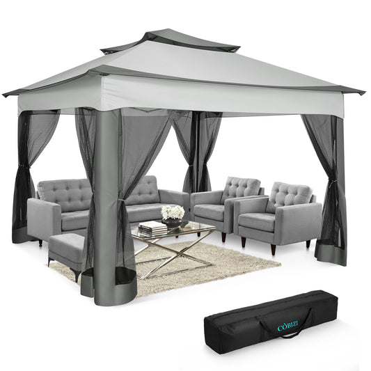 Tooluck Pop Up Gazebo Pavilion Mosquito Netting Outdoor Canopy Tent
