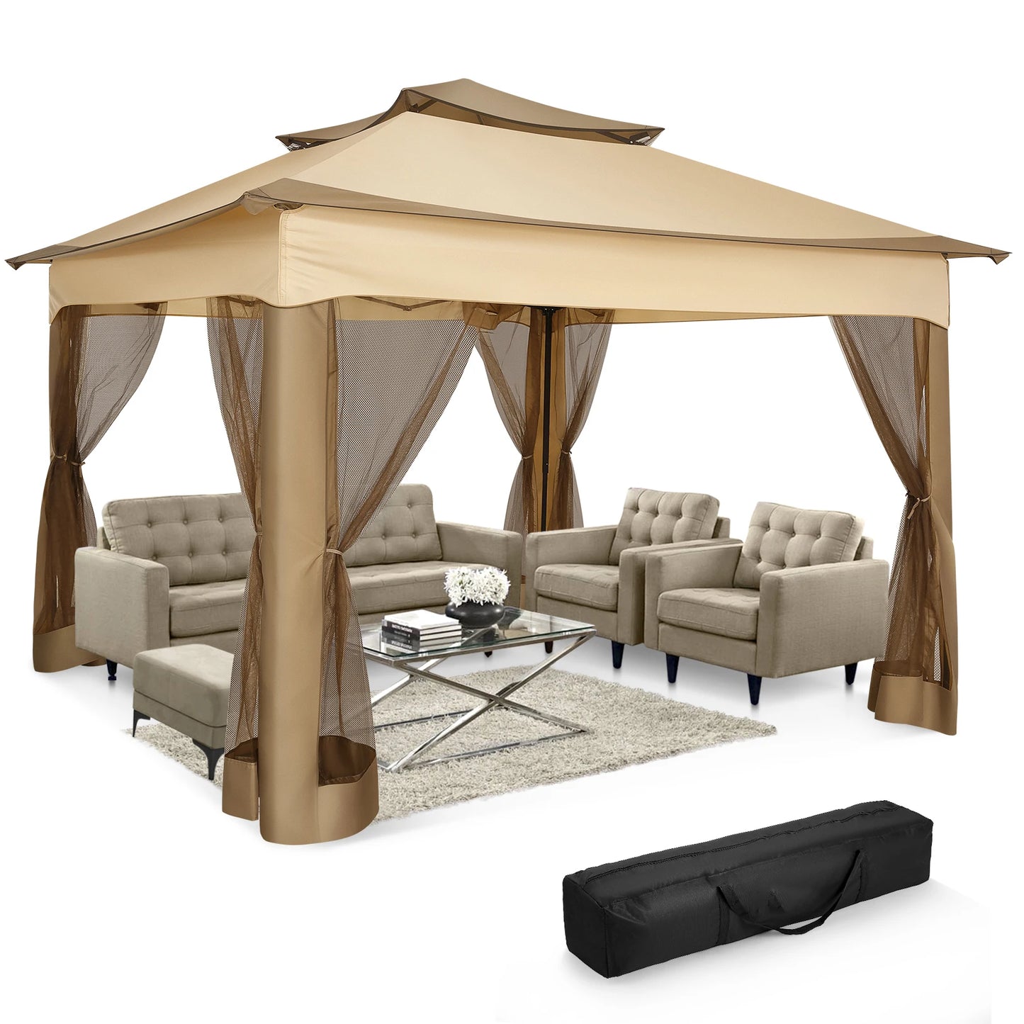 Tooluck Pop Up Gazebo With Mosquito Netting Carry Bag