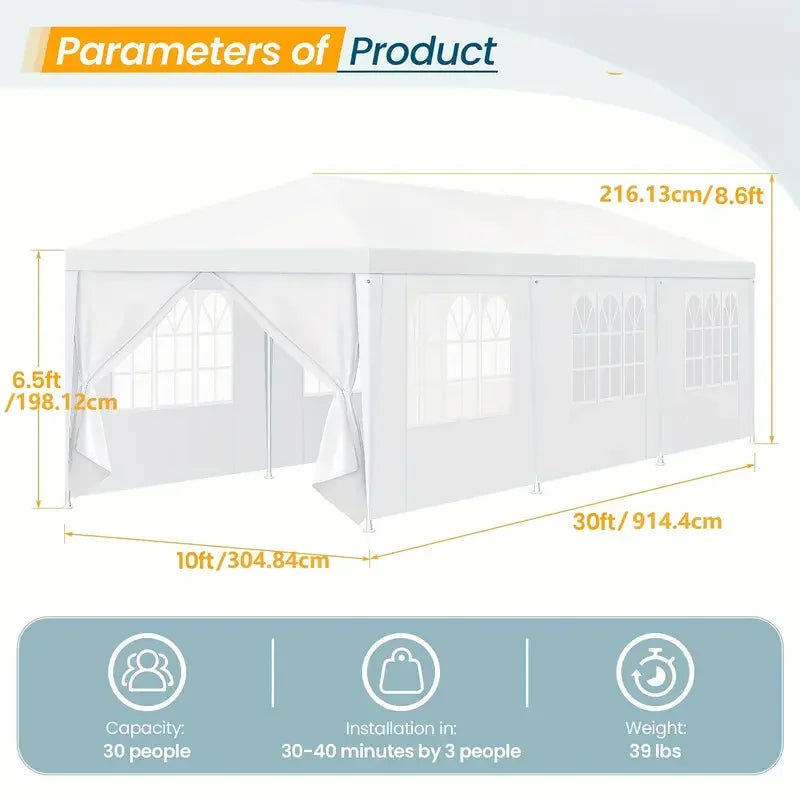 Tooluck Waterproof Outdoor Party Tent Gazebo With Removable Sidewalls