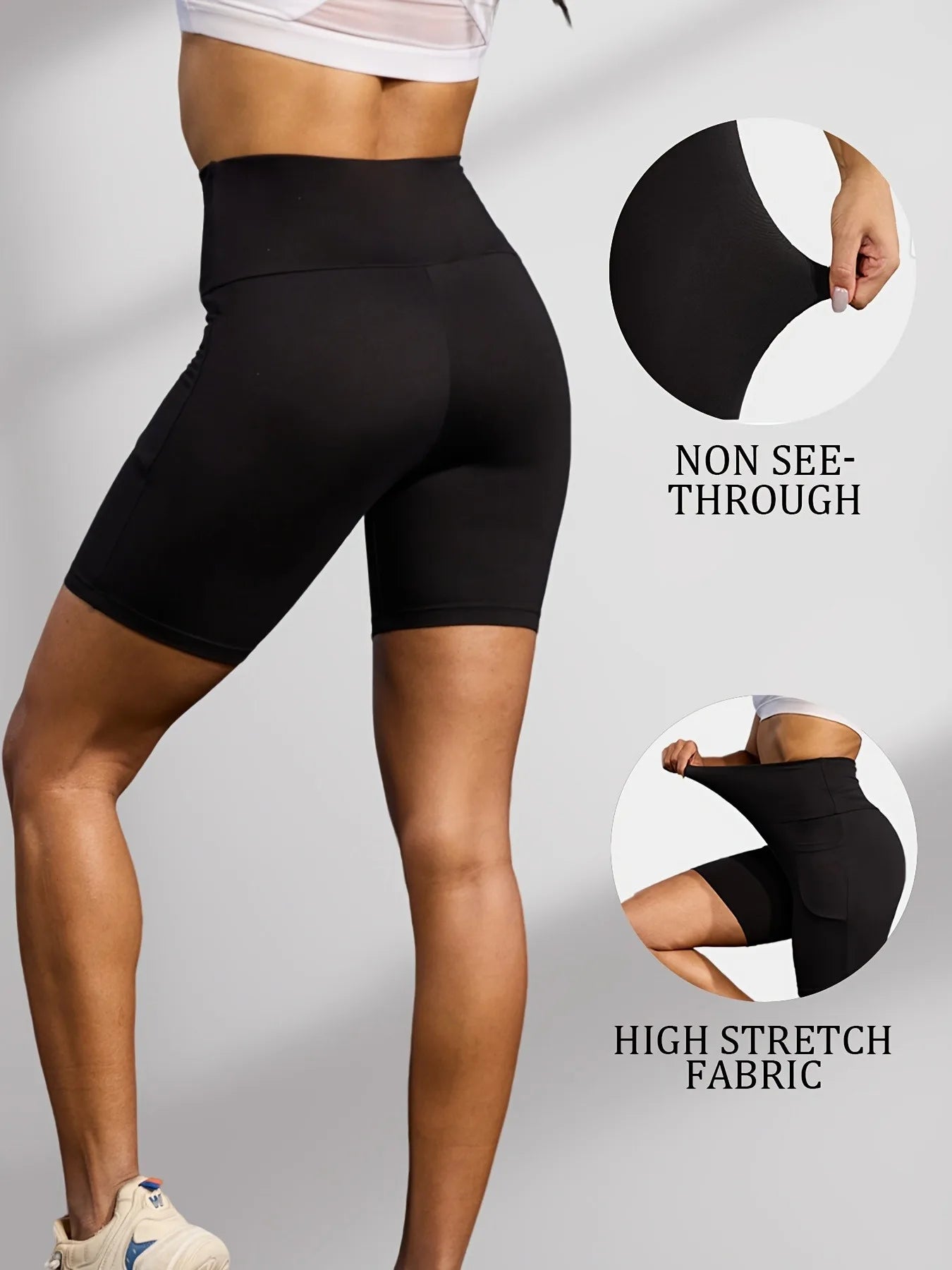 Womens High-Waisted Yoga Shorts Nylon Elastane Breathable Slim Fit