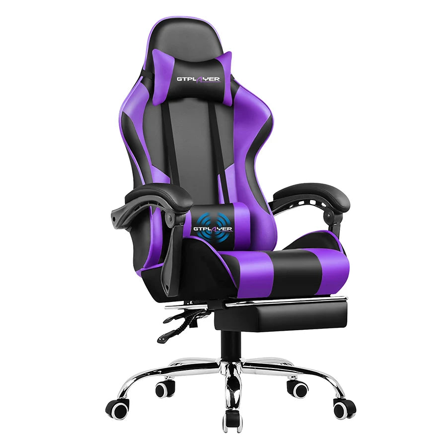 GTPLAYER Gaming Chair With Footrest Lumbar Support Adjustable Height