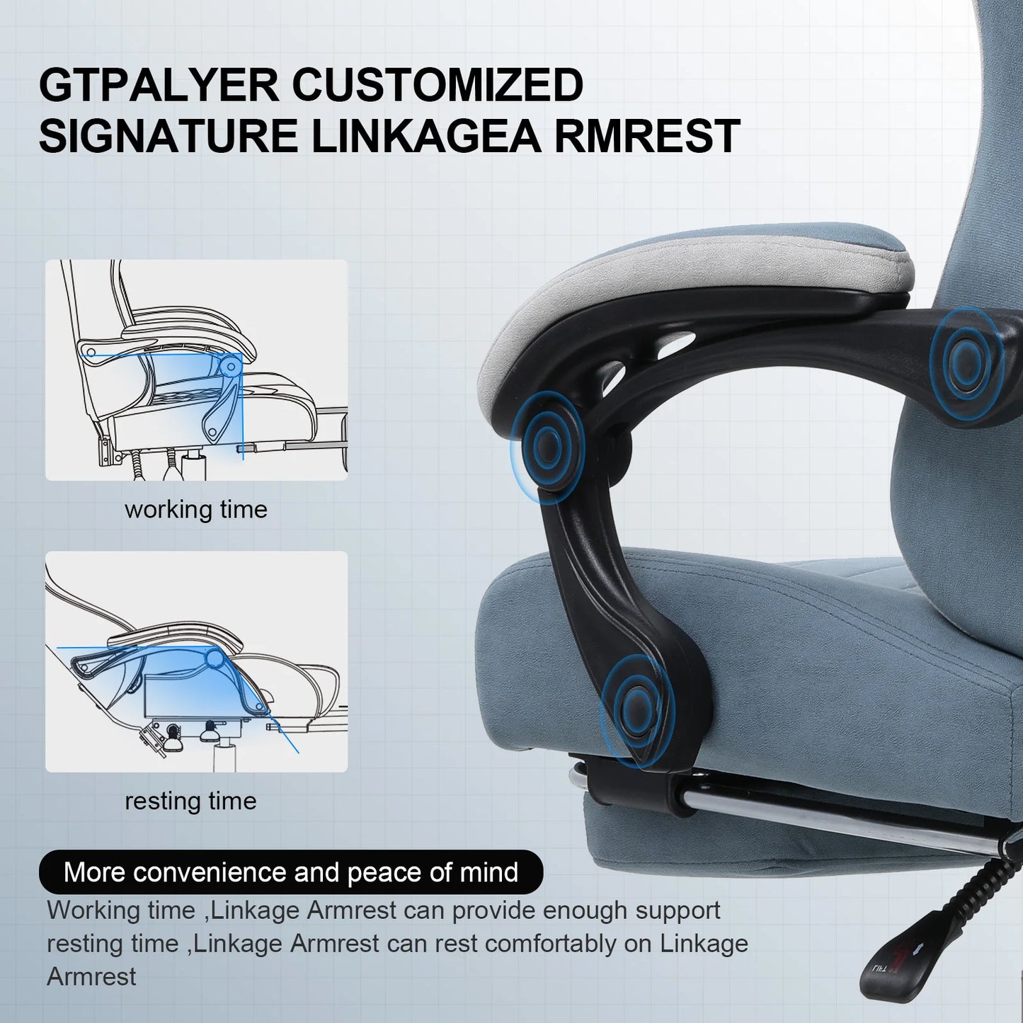 GTPLAYER Gaming Chair With Pocket Spring Cushion, Armrests, Lumbar Support