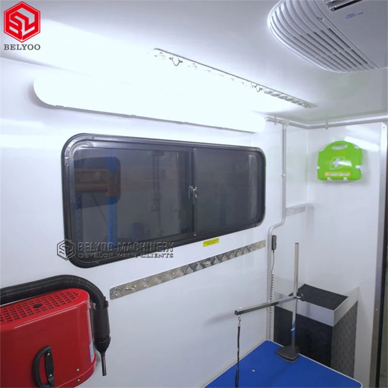 Belyoo 2026 New Dog Wash Station Truck Dog Grooming Trailer Pet Salon Van Trailer Pets Mobile Hospital Pet Grooming Trailer