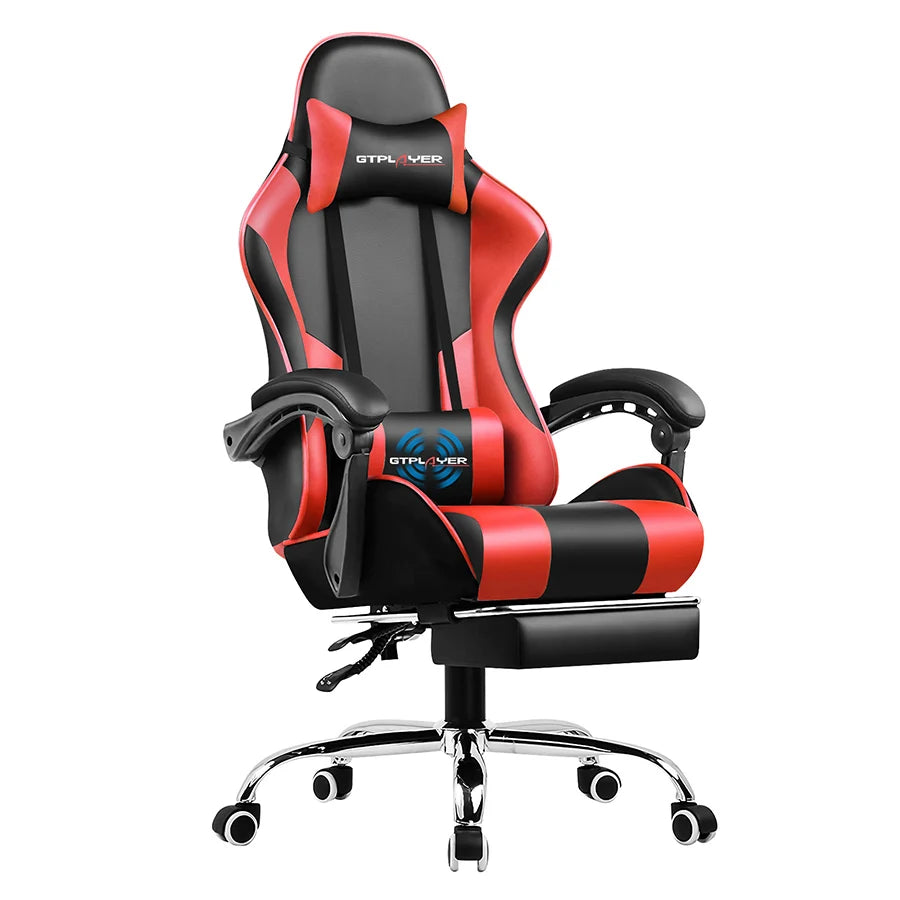 GTPLAYER Gaming Chair With Footrest Lumbar Support Adjustable Height