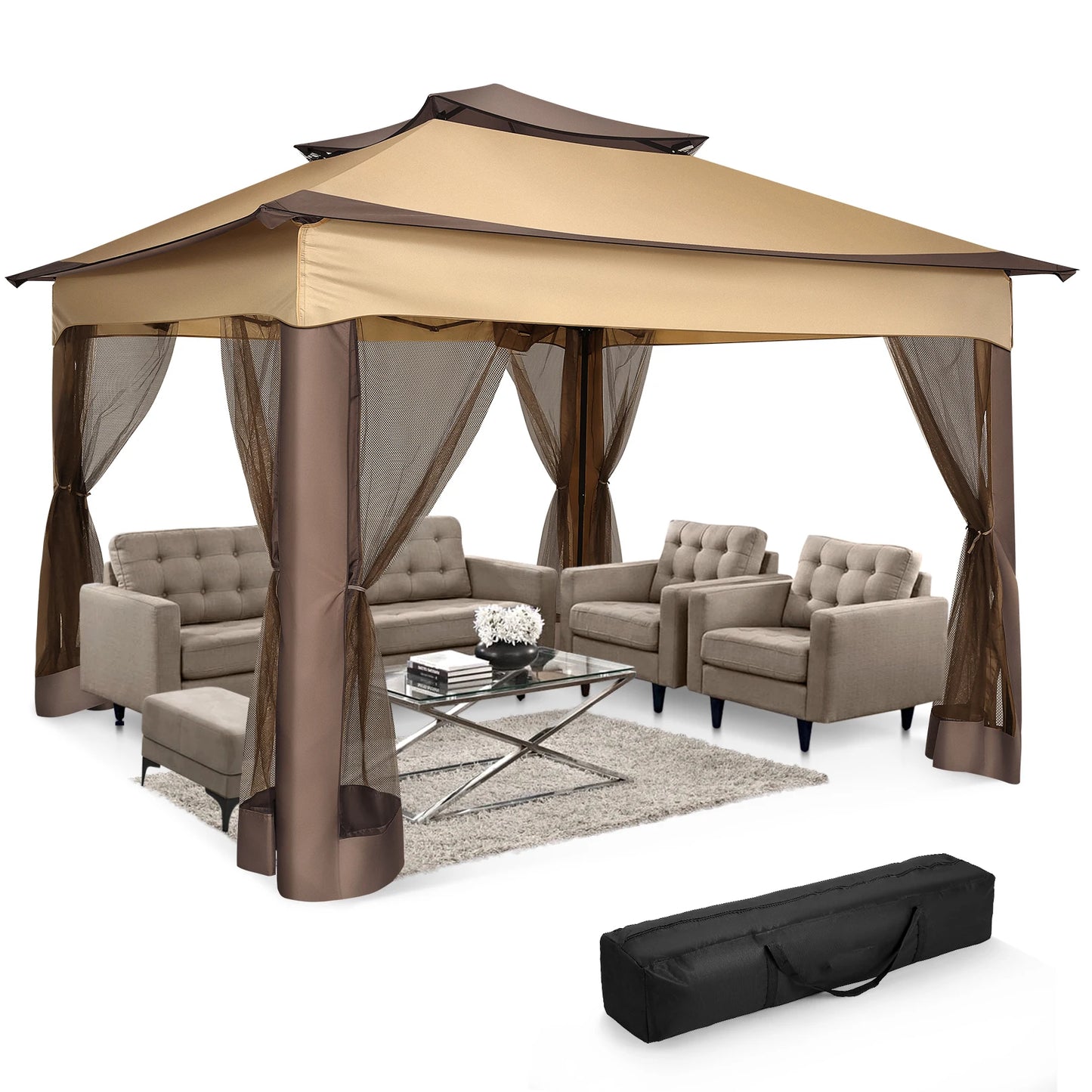 Tooluck Pop Up Gazebo With Mosquito Netting Carry Bag