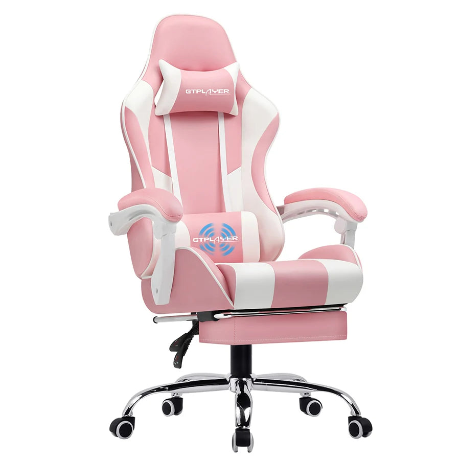 GTPLAYER Gaming Chair With Footrest Lumbar Support Adjustable Height