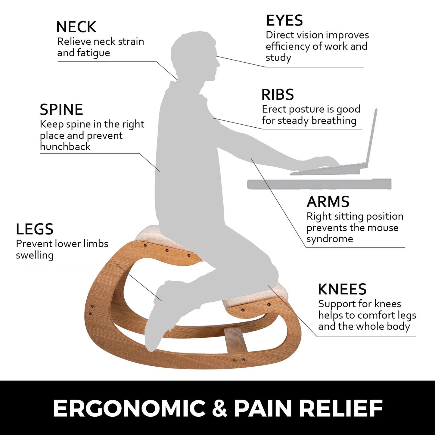 SucceBuy Ergonomic Kneeling Chair With Thick Cushion