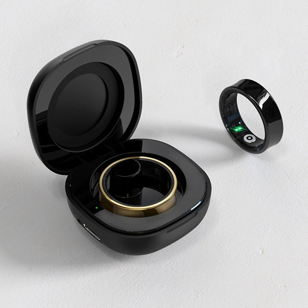 R09 Smart Ring Heart Rate Blood Oxygen Sleep Monitoring Health Fitness Rings with Charging Case Sport Health Ring for Men Women