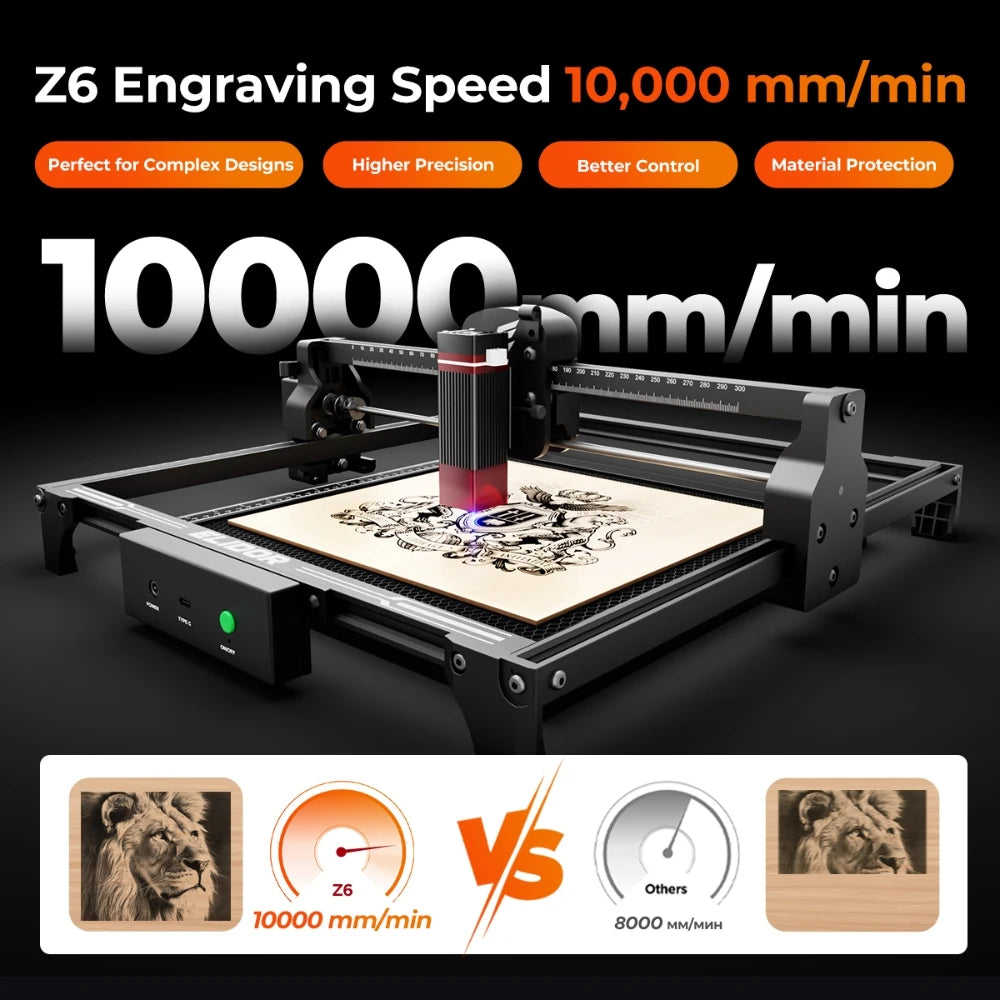 ELIDOR Z6 6W/12W Laser Engraver and Cutting Woodworking Engraver CNC Working Area 300x300mm Blue Laser Diode Beginner Machine