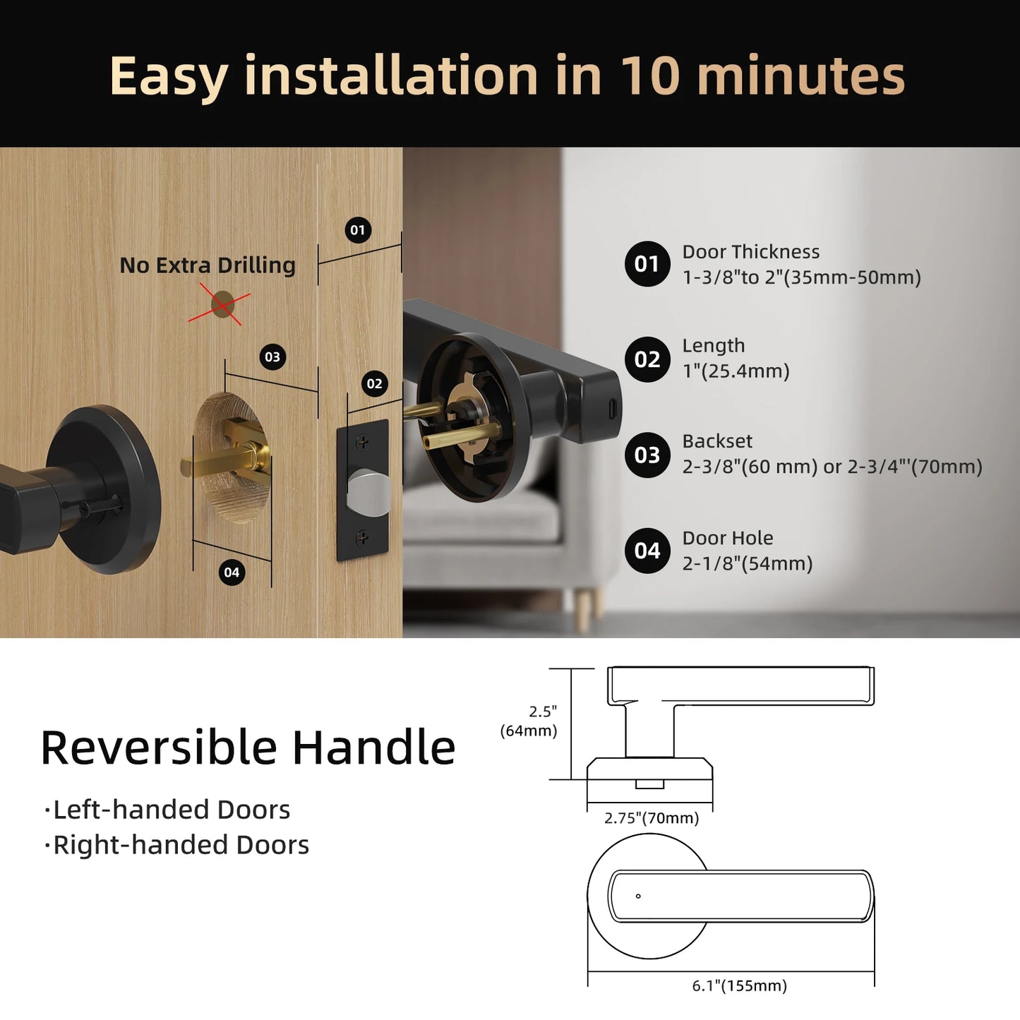 Viladepot Smart Lock Fingerprint Door Lock With Bluetooth App Control