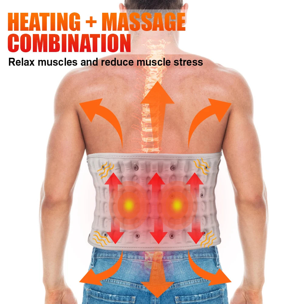 PastSky Rechargeable Heating Waist Back Massager With Inflatable Lumbar Traction