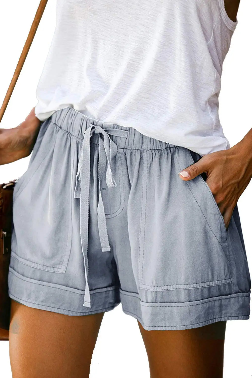 Women Summer Elastic Waist Shorts Lightweight Casual Beachwear