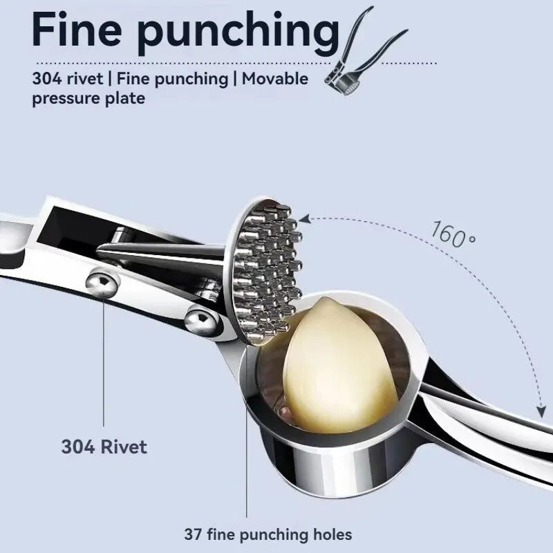 Multifunctional Garlic Press Pull Type Anti-Skid Thickened Handle Manual Chopper Crusher Zinc Alloy Stainless Steel Kitchen Clip