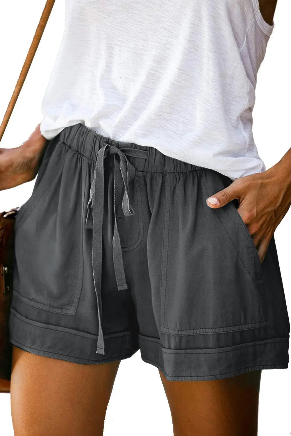 Women Summer Elastic Waist Shorts Lightweight Casual Beachwear