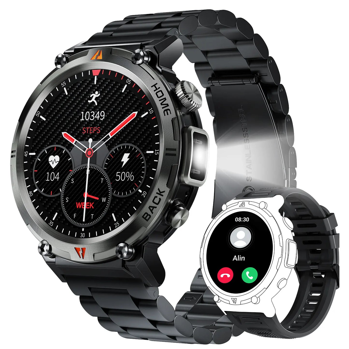 EIGIIS KE3 Smartwatch for Men Bluetooth Heart Rate Monitor