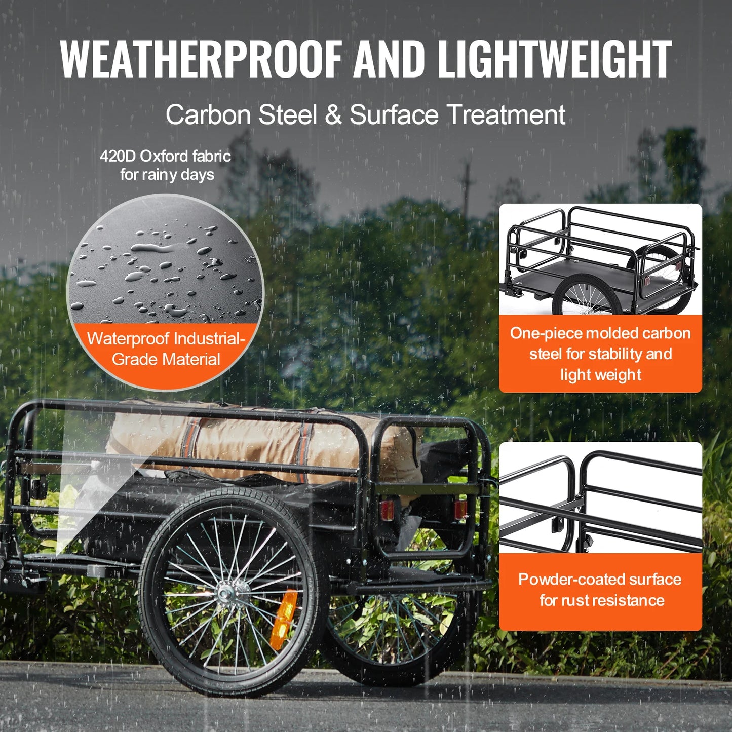 SucceBuy Foldable Bike Cargo Trailer 160 Lb Capacity