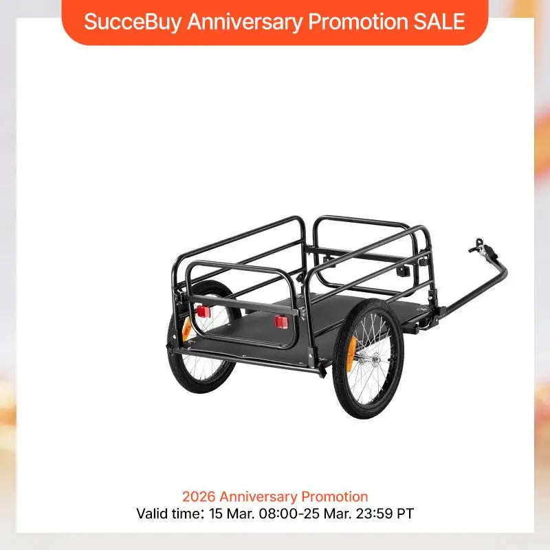 SucceBuy Foldable Bike Cargo Trailer 160 Lb Capacity