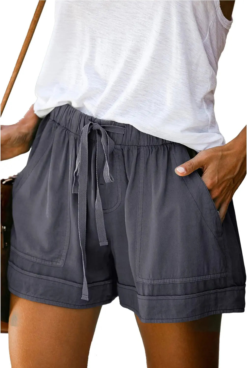 Women Summer Elastic Waist Shorts Lightweight Casual Beachwear