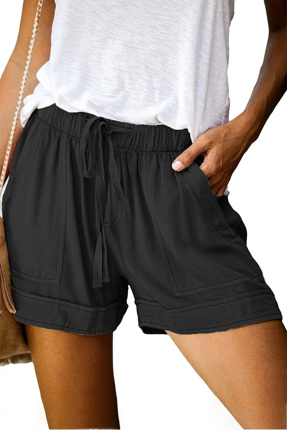 Women Summer Elastic Waist Shorts Lightweight Casual Beachwear