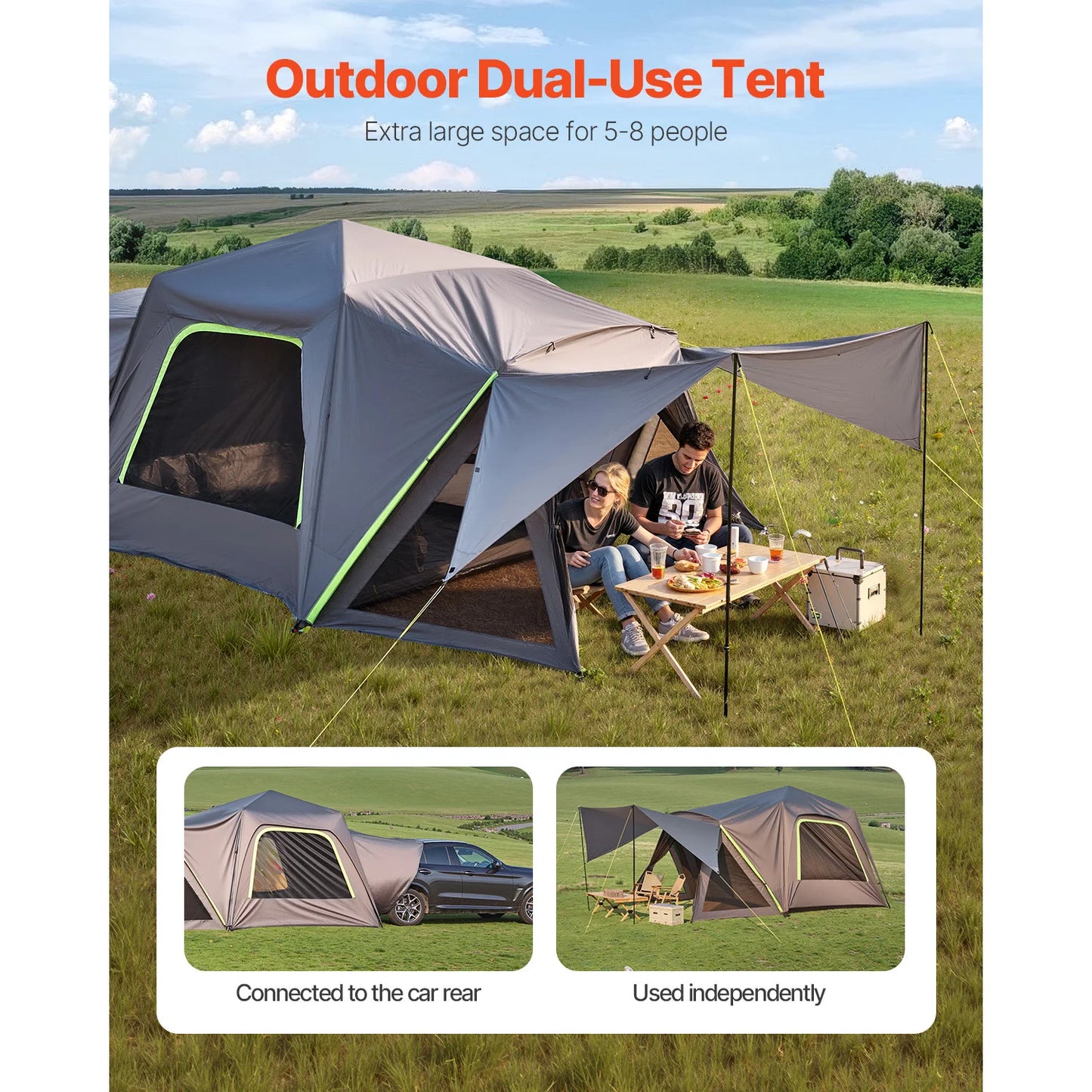 SucceBuy SUV Camping Tent Waterproof PU2000mm Double Layer Shade Awning