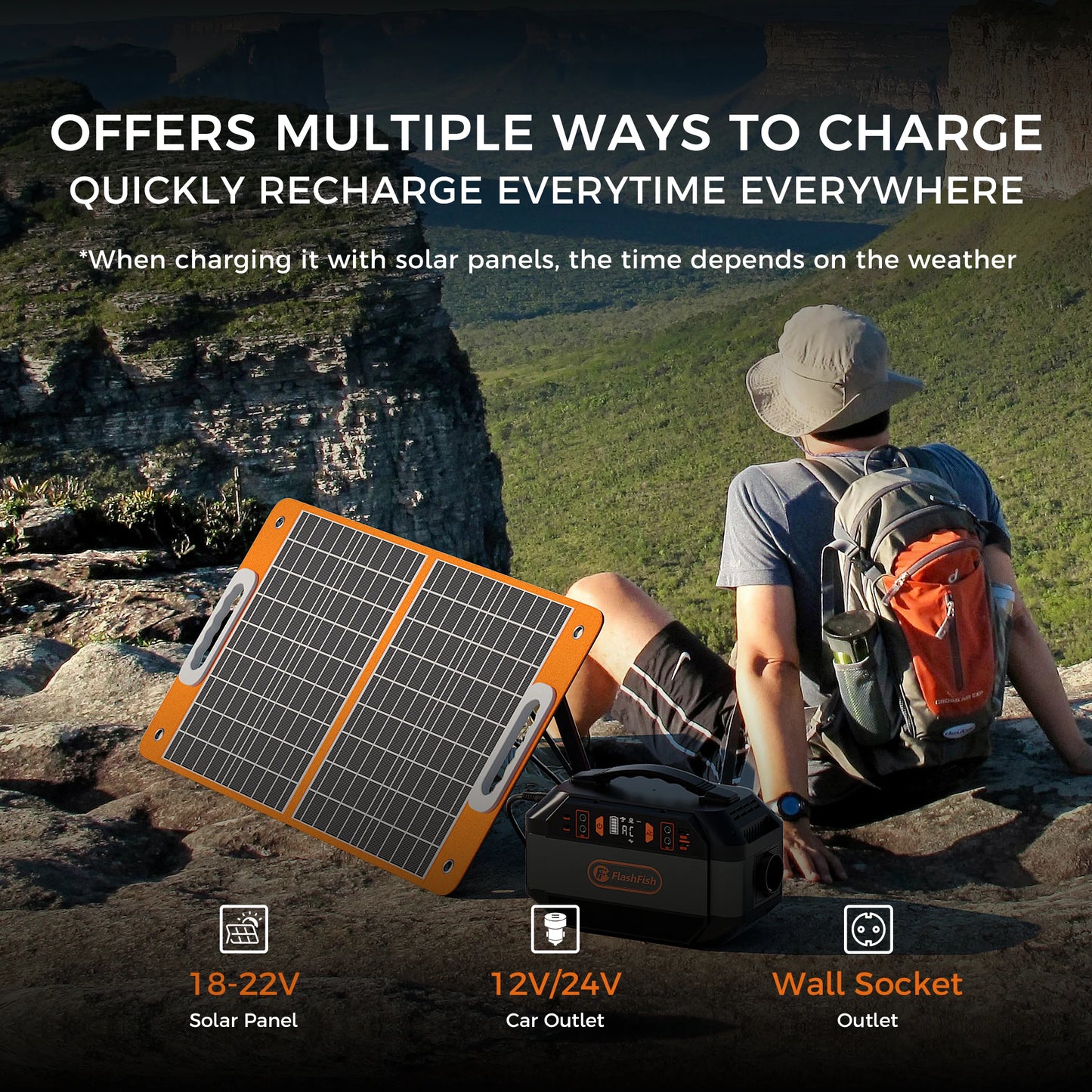 FF Flashfish P56 Portable Power Station 330W Peak 600W AC Outlet 288.6Wh Solar Generator DC for Solar Panel Outdoor Power Drone