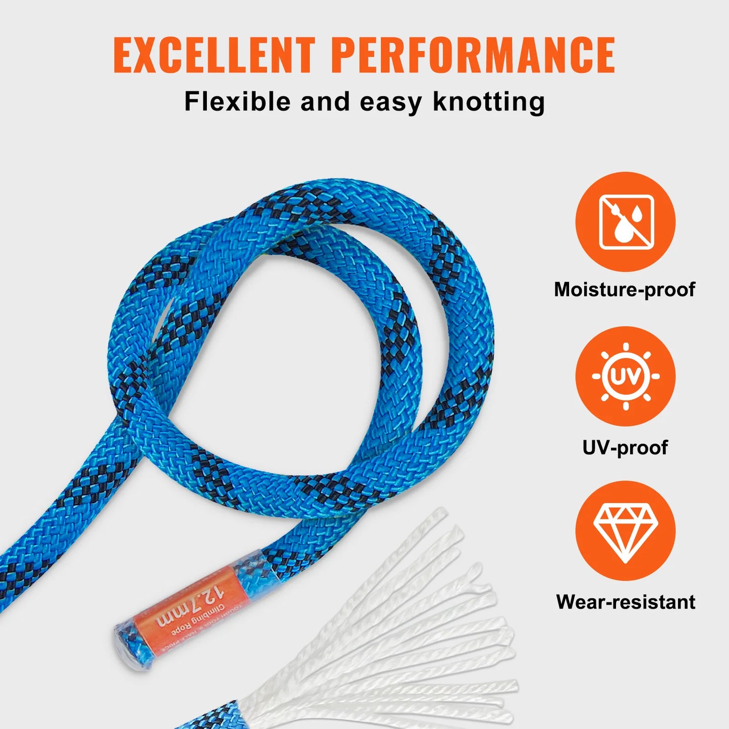 VEVOR Static Climbing Rope With 32 kN Breaking Strength