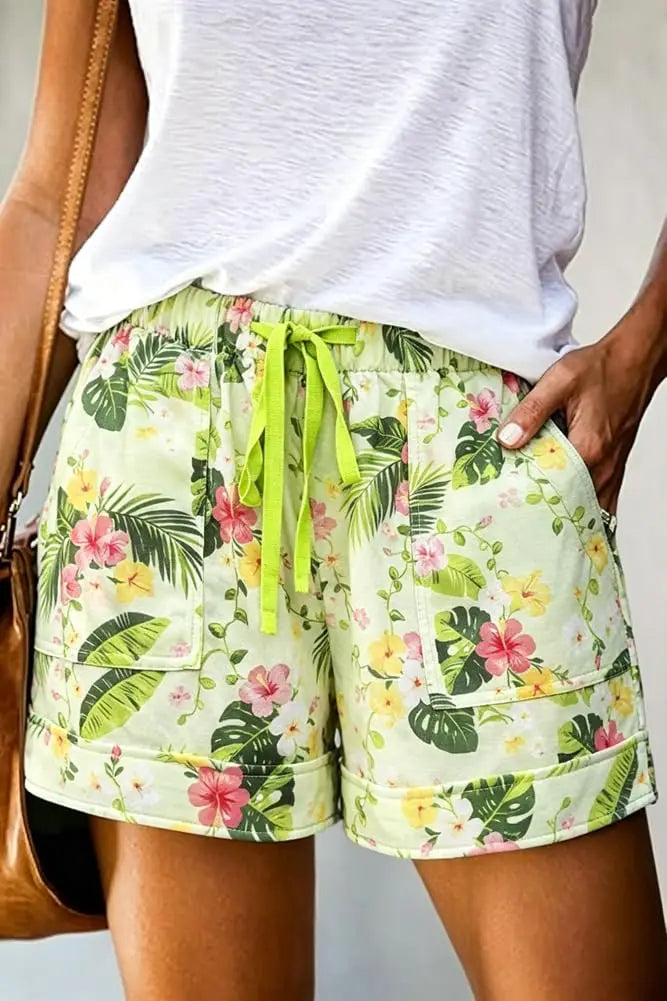 Women Summer Elastic Waist Shorts Lightweight Casual Beachwear