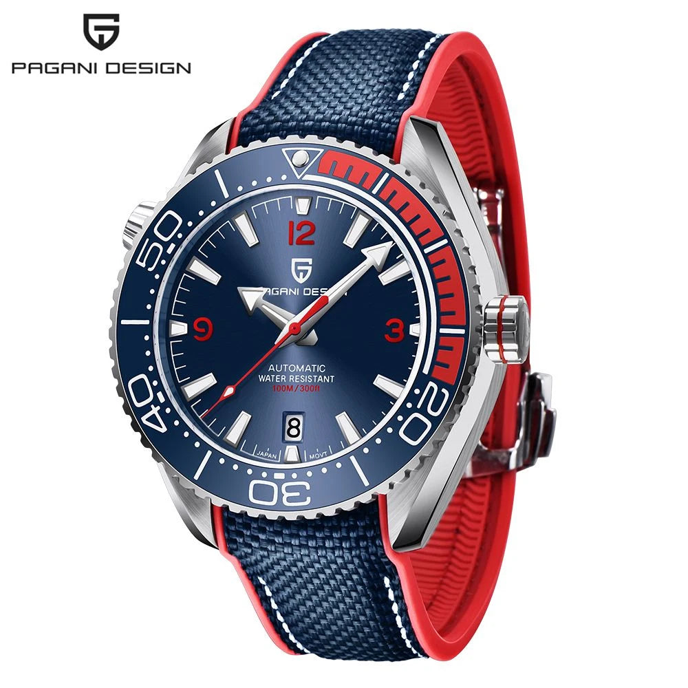 Pagani Design Sports Rubber Diving Watch Automatic Luminous Sapphire