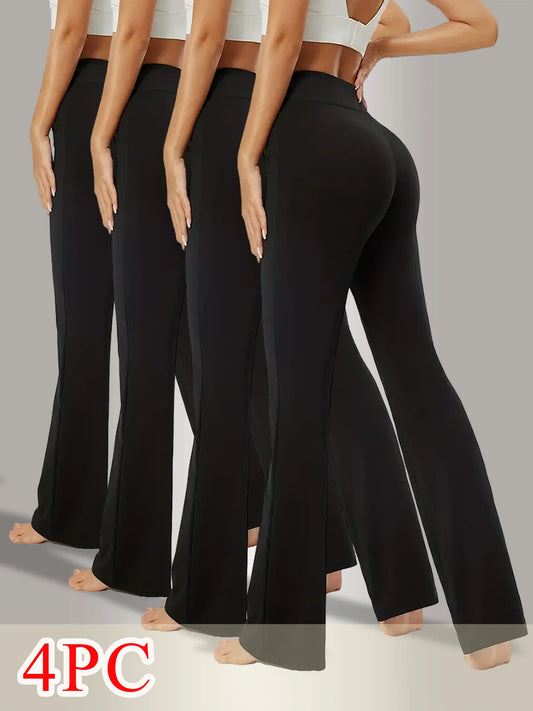 High Waisted Bell Bottom Pants Set For Women Elastic Waist