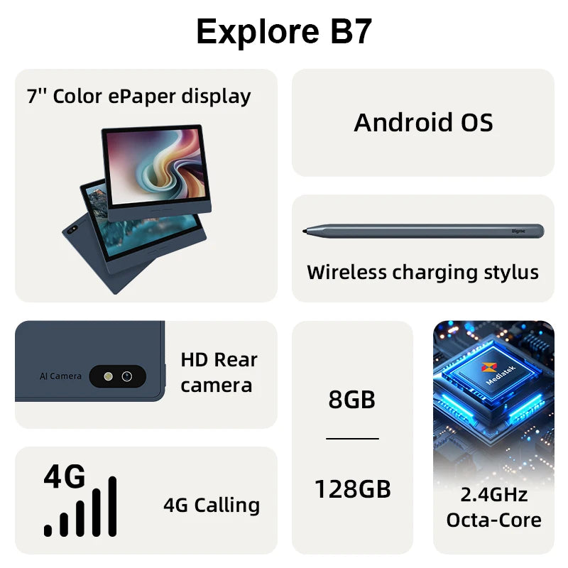 BIGME B7 E Ink Reader Android14 8GB RAM 128GB Storage