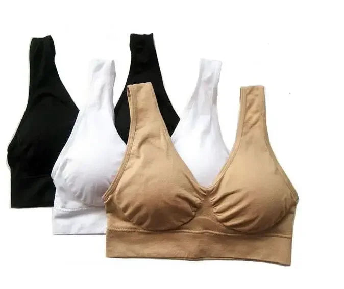 Three Piece Seamless Wireless Yoga Running Bra Set With Removable Pads