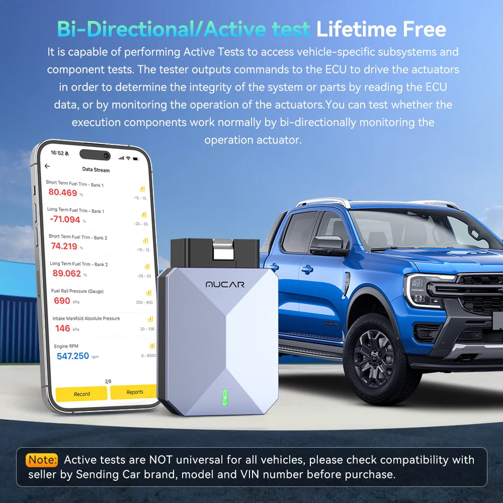 MUCAR BT200 MAX Diagnostic Tools All System AI OBD2 Scanner Lifetime Free Update CAN FD BI-Directional Mucar Diagnostic Scanner