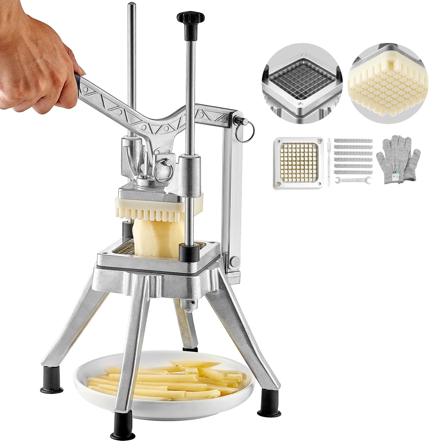 SucceBuy Commercial Vegetable Fruit Heavy Duty Professional Food Dicer Kattex French Fry Cutter Onion Slicer Stainless Steel