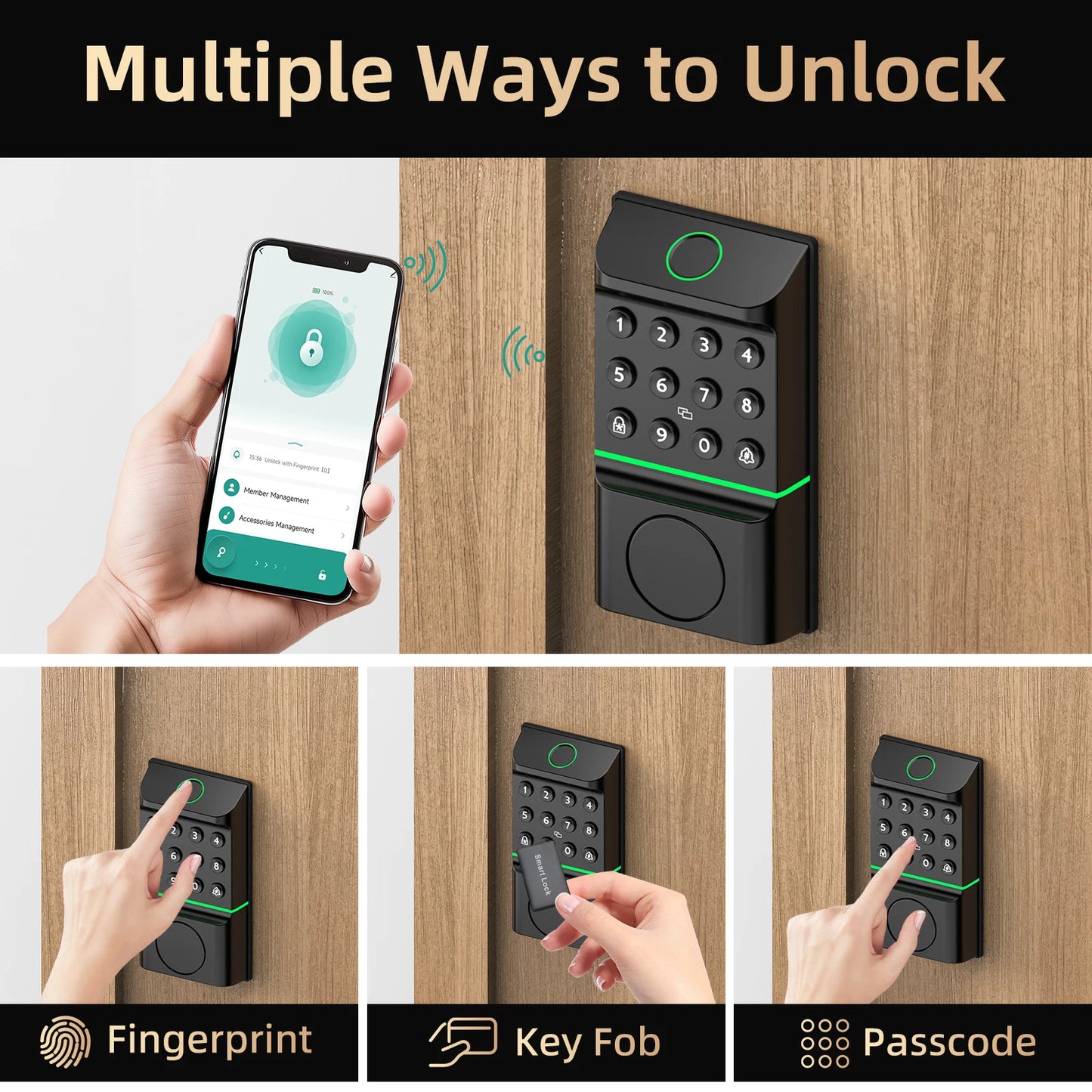 Viladepot Smart Fingerprint Door Lock With Bluetooth App Control
