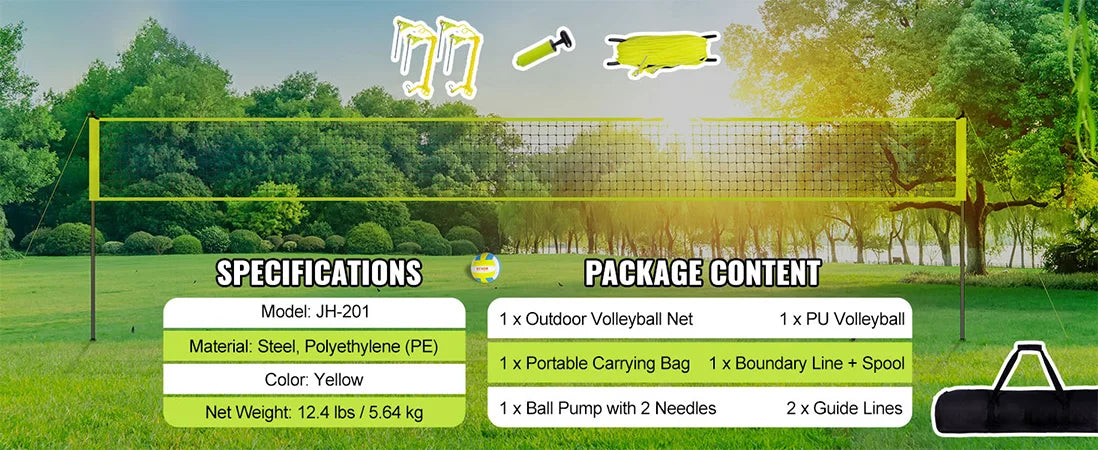 SucceBuy Volleyball Net System With Adjustable Height Poles And Pump
