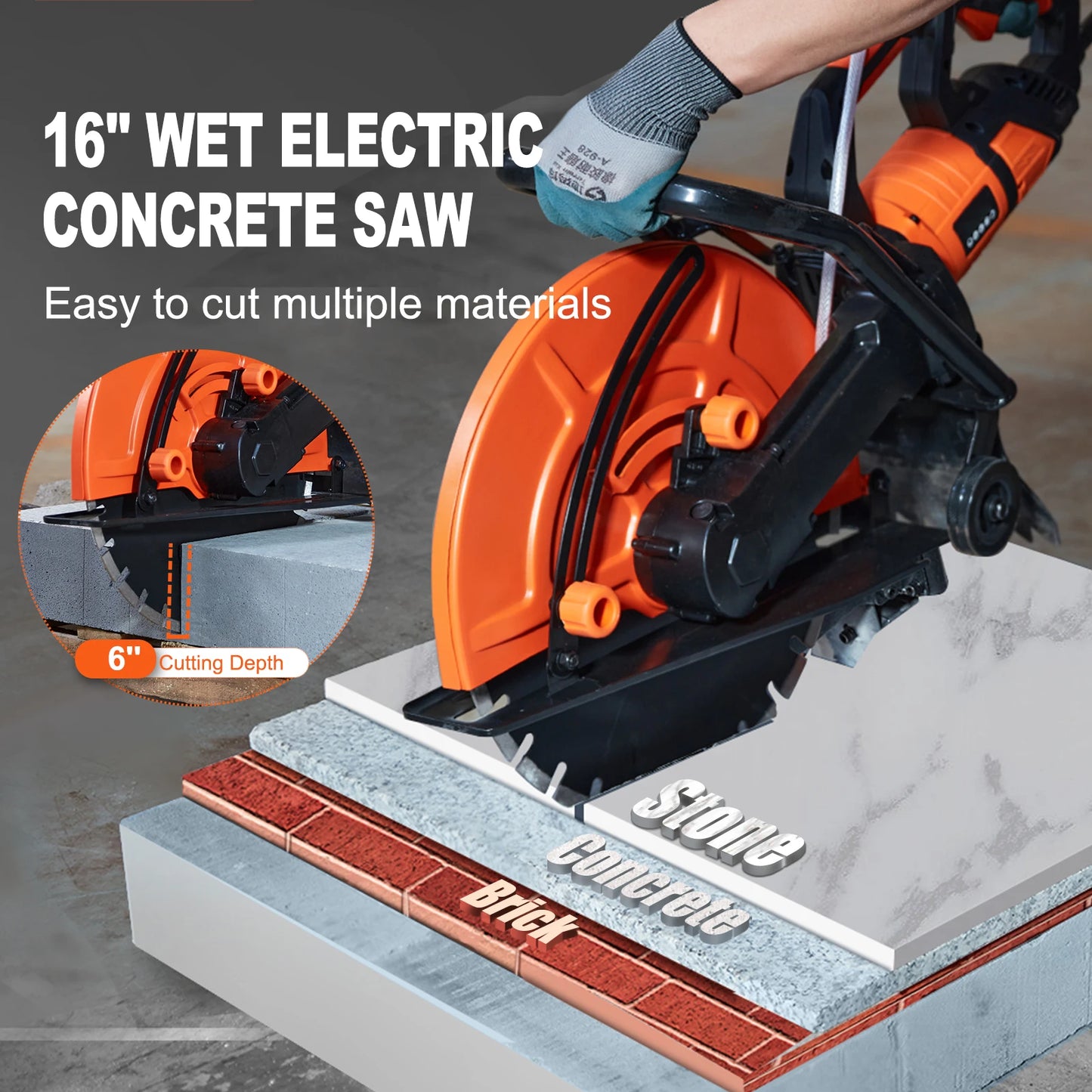 SucceBuy Electric Concrete Saw 3200W Wet Disk Cutter