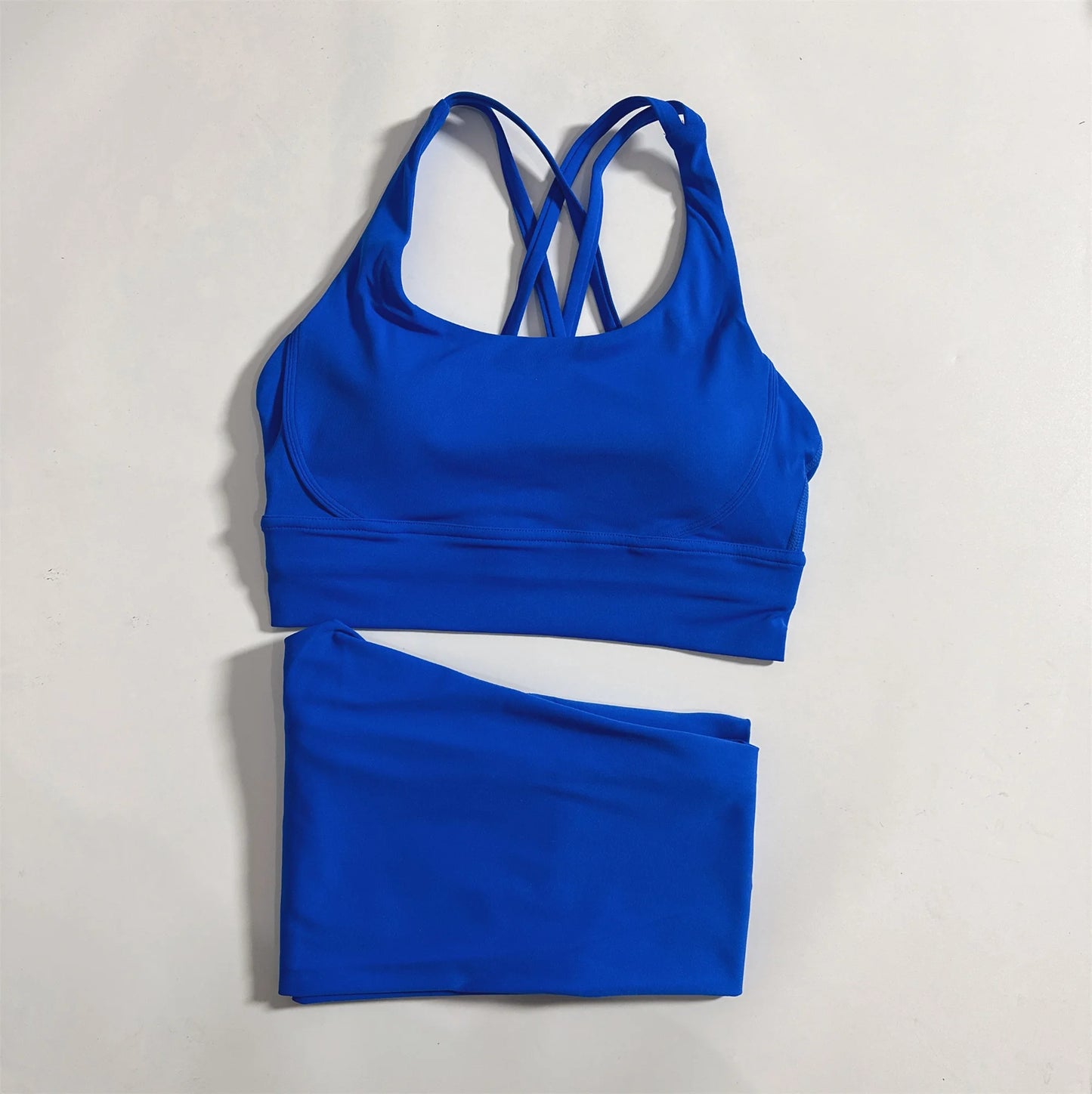 Women Nylon Elastane Yoga Set Two Piece High Waist Leggings Bra Breathable