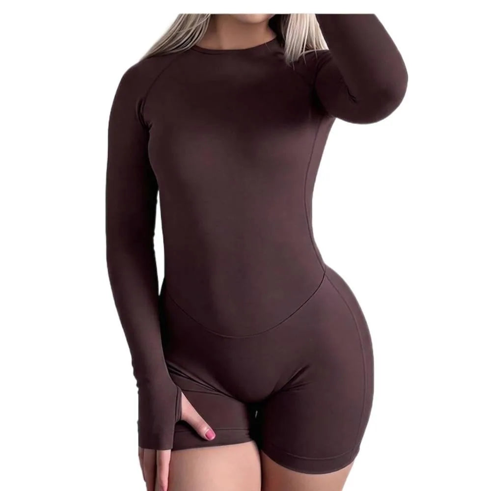 Women's Open Back Seamless Knit Yoga Jumpsuit Breathable Nylon Elastane