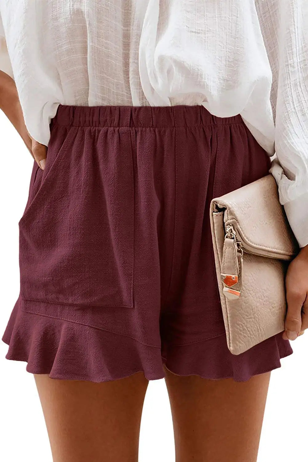 Women Summer Elastic Waist Shorts Lightweight Casual Beachwear