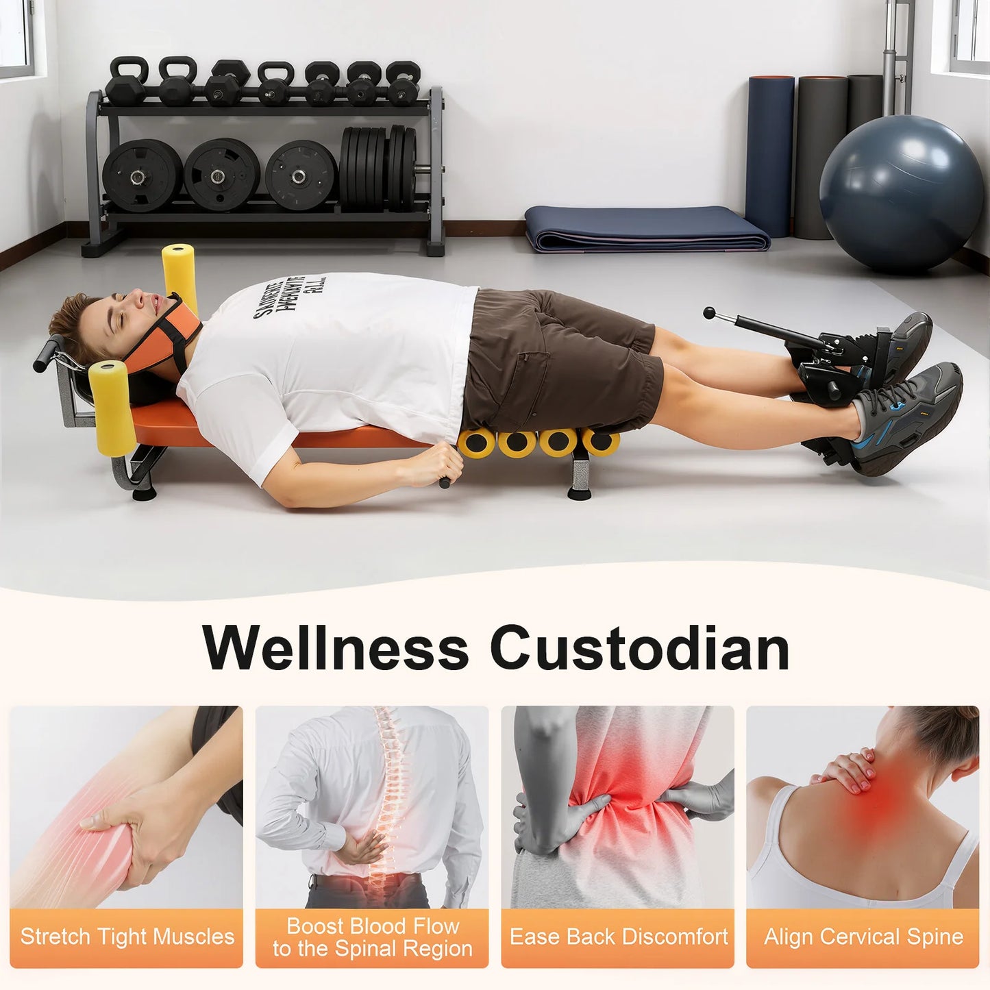 Adjustable Back Stretch Bench And Neck Stretcher For Spinal Decompression