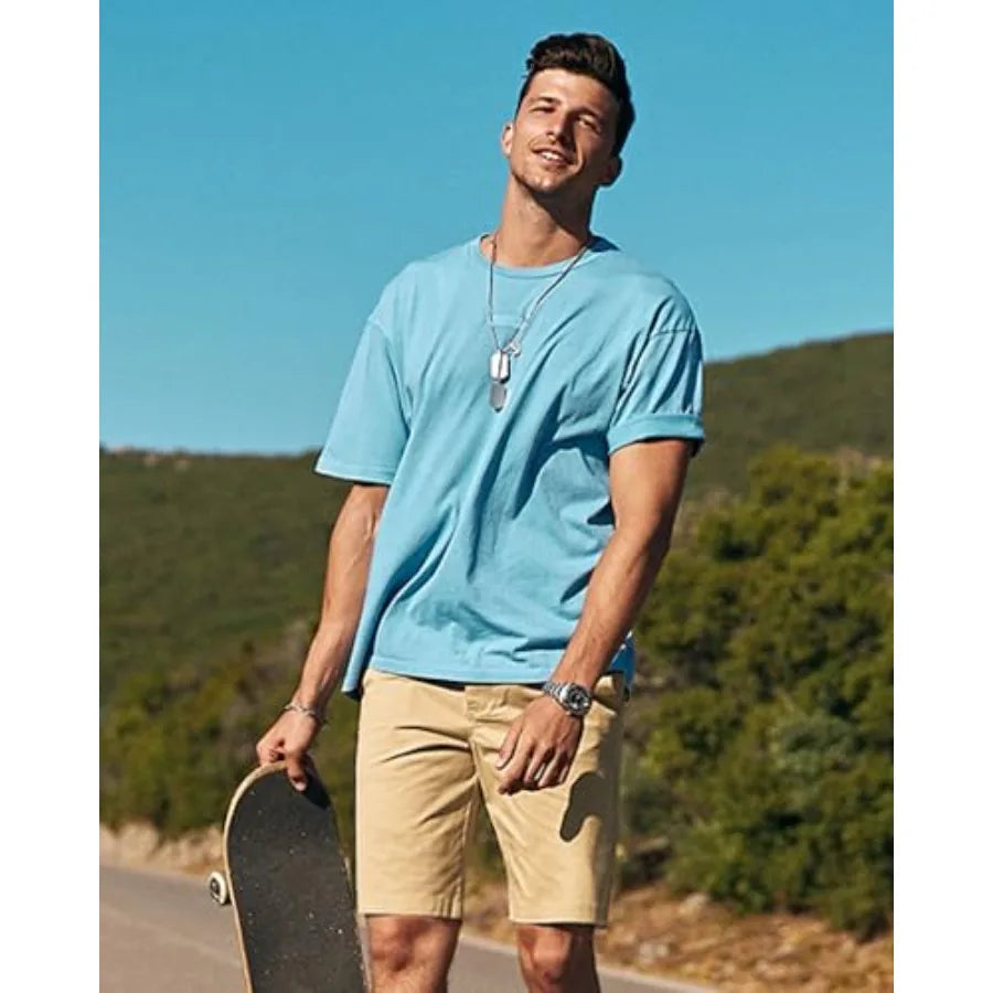 Maamgic Men's Classic-Fit Cotton Casual Shorts With Elastic Waistband